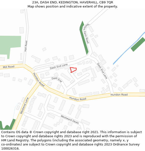 23A, DASH END, KEDINGTON, HAVERHILL, CB9 7QR: Location map and indicative extent of plot