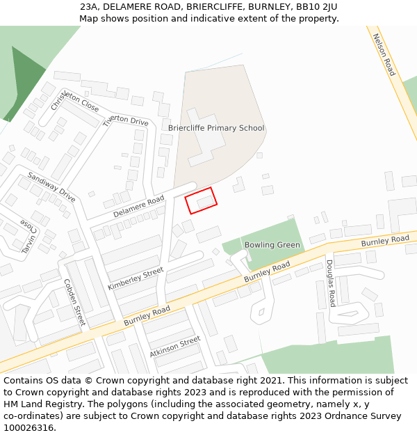 23A, DELAMERE ROAD, BRIERCLIFFE, BURNLEY, BB10 2JU: Location map and indicative extent of plot