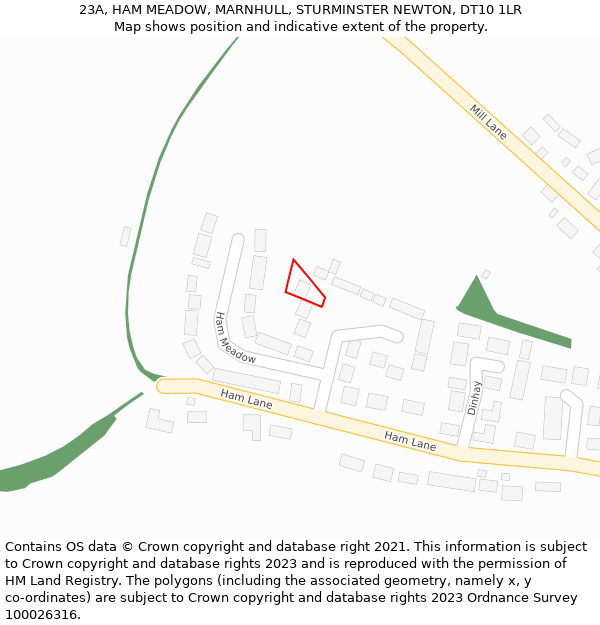 23A, HAM MEADOW, MARNHULL, STURMINSTER NEWTON, DT10 1LR: Location map and indicative extent of plot