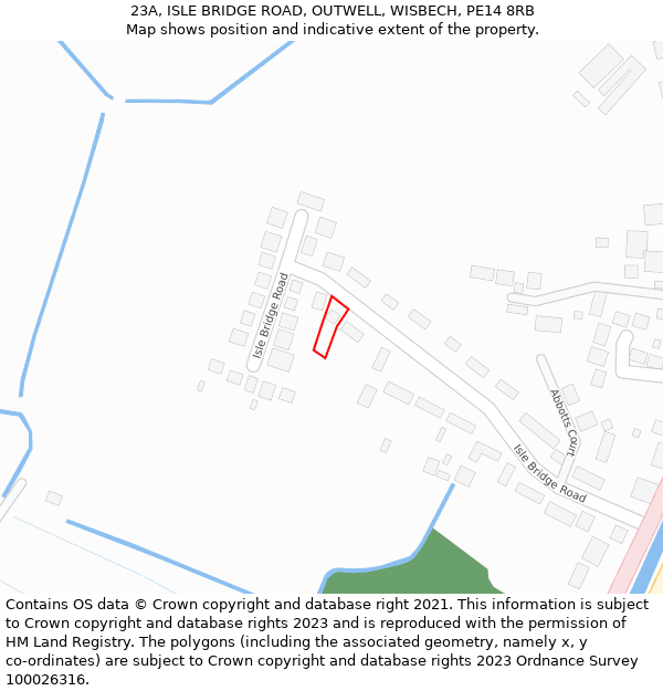 23A, ISLE BRIDGE ROAD, OUTWELL, WISBECH, PE14 8RB: Location map and indicative extent of plot