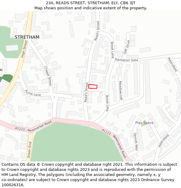 23A, READS STREET, STRETHAM, ELY, CB6 3JT: Location map and indicative extent of plot