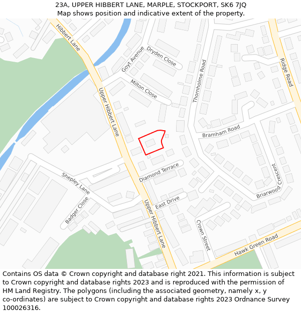 23A, UPPER HIBBERT LANE, MARPLE, STOCKPORT, SK6 7JQ: Location map and indicative extent of plot