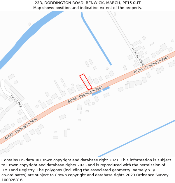 23B, DODDINGTON ROAD, BENWICK, MARCH, PE15 0UT: Location map and indicative extent of plot