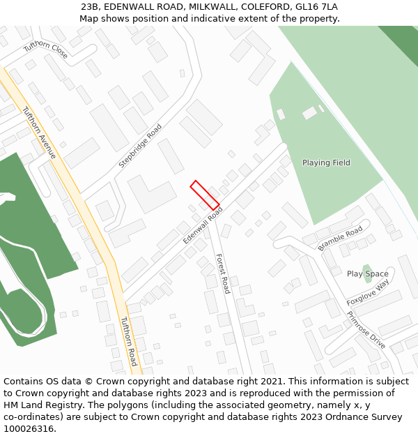 23B, EDENWALL ROAD, MILKWALL, COLEFORD, GL16 7LA: Location map and indicative extent of plot