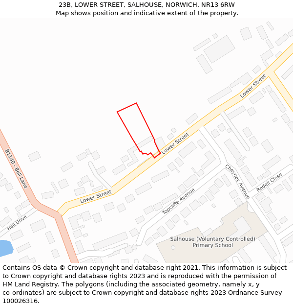 23B, LOWER STREET, SALHOUSE, NORWICH, NR13 6RW: Location map and indicative extent of plot