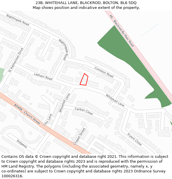 23B, WHITEHALL LANE, BLACKROD, BOLTON, BL6 5DQ: Location map and indicative extent of plot