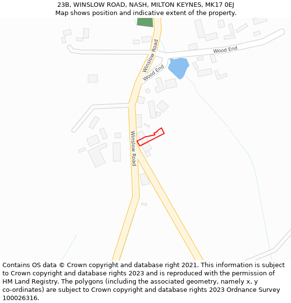 23B, WINSLOW ROAD, NASH, MILTON KEYNES, MK17 0EJ: Location map and indicative extent of plot
