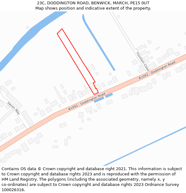 23C, DODDINGTON ROAD, BENWICK, MARCH, PE15 0UT: Location map and indicative extent of plot