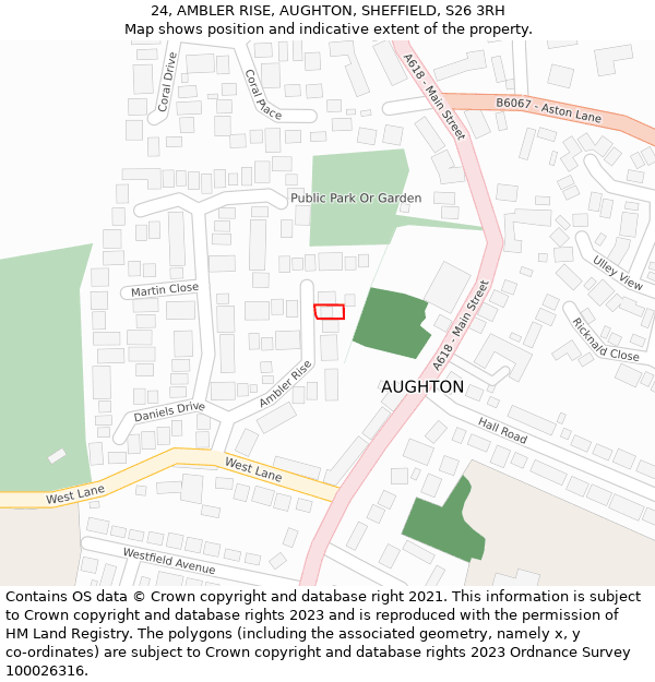 24, AMBLER RISE, AUGHTON, SHEFFIELD, S26 3RH: Location map and indicative extent of plot