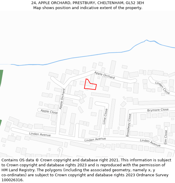 24, APPLE ORCHARD, PRESTBURY, CHELTENHAM, GL52 3EH: Location map and indicative extent of plot