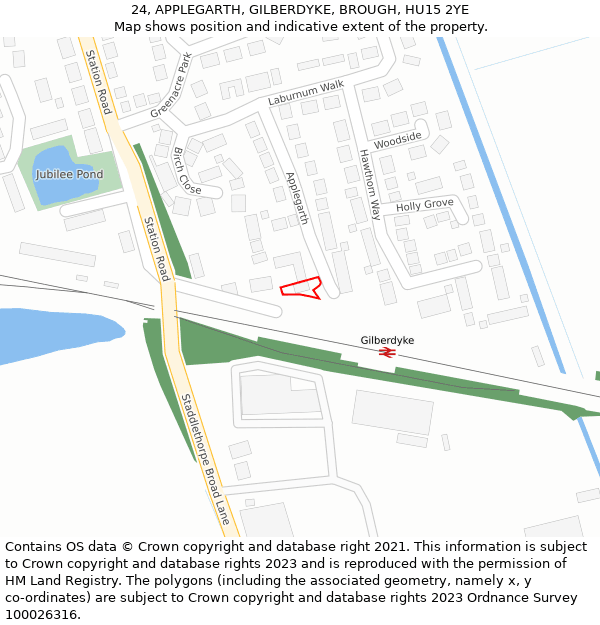 24, APPLEGARTH, GILBERDYKE, BROUGH, HU15 2YE: Location map and indicative extent of plot