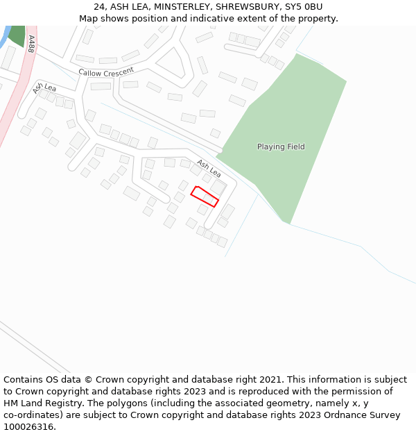 24, ASH LEA, MINSTERLEY, SHREWSBURY, SY5 0BU: Location map and indicative extent of plot