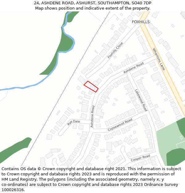 24, ASHDENE ROAD, ASHURST, SOUTHAMPTON, SO40 7DP: Location map and indicative extent of plot