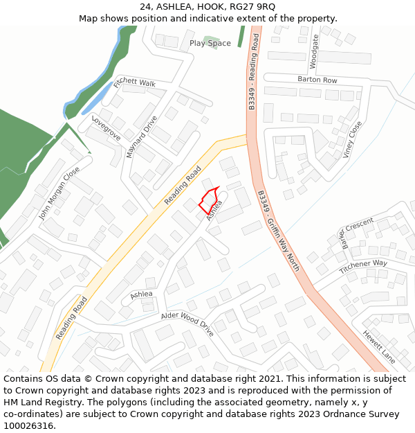 24, ASHLEA, HOOK, RG27 9RQ: Location map and indicative extent of plot