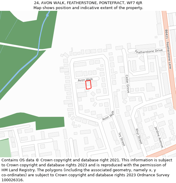 24, AVON WALK, FEATHERSTONE, PONTEFRACT, WF7 6JR: Location map and indicative extent of plot