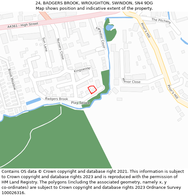 24, BADGERS BROOK, WROUGHTON, SWINDON, SN4 9DG: Location map and indicative extent of plot