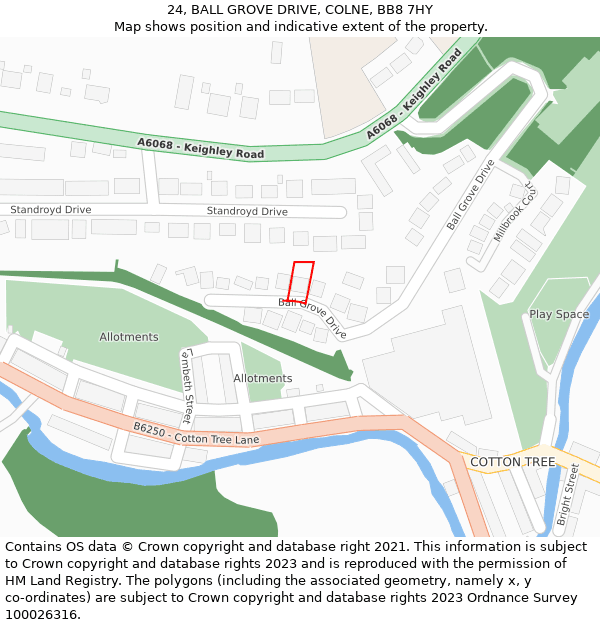 24, BALL GROVE DRIVE, COLNE, BB8 7HY: Location map and indicative extent of plot