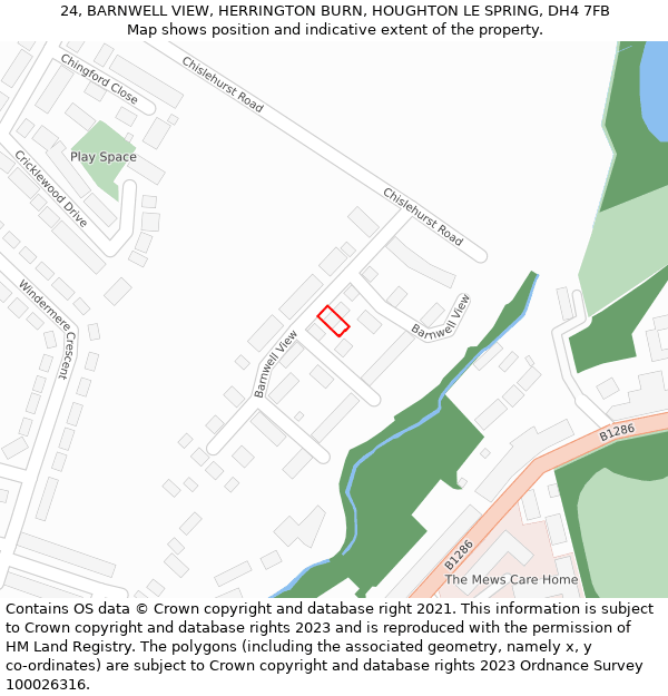 24, BARNWELL VIEW, HERRINGTON BURN, HOUGHTON LE SPRING, DH4 7FB: Location map and indicative extent of plot