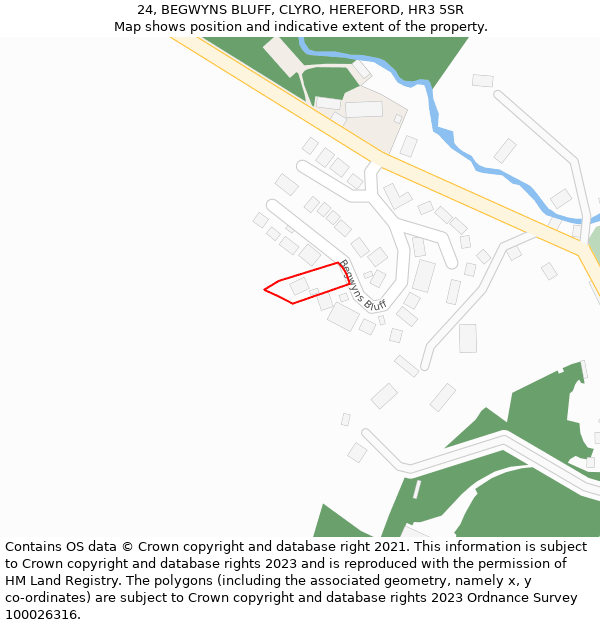 24, BEGWYNS BLUFF, CLYRO, HEREFORD, HR3 5SR: Location map and indicative extent of plot