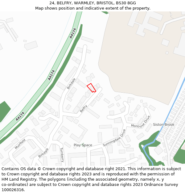 24, BELFRY, WARMLEY, BRISTOL, BS30 8GG: Location map and indicative extent of plot