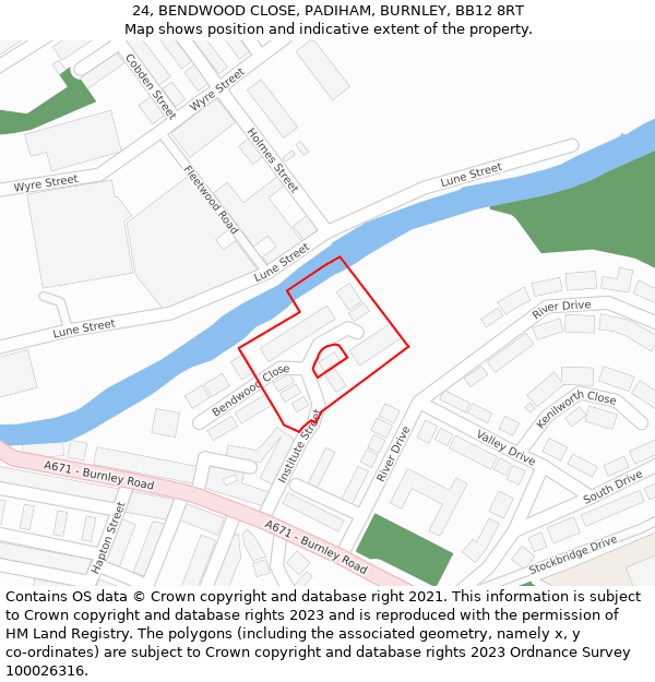 24, BENDWOOD CLOSE, PADIHAM, BURNLEY, BB12 8RT: Location map and indicative extent of plot