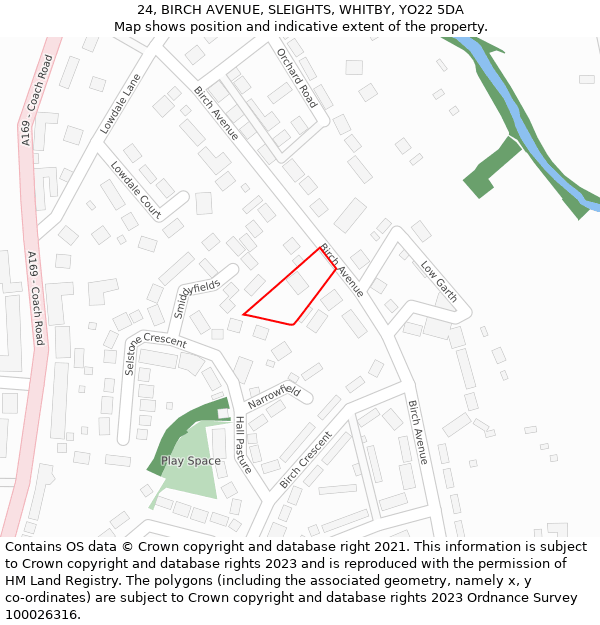 24, BIRCH AVENUE, SLEIGHTS, WHITBY, YO22 5DA: Location map and indicative extent of plot