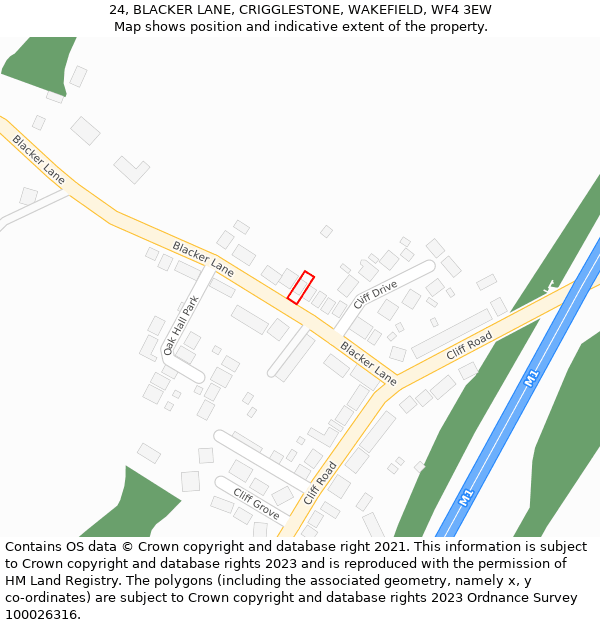 24, BLACKER LANE, CRIGGLESTONE, WAKEFIELD, WF4 3EW: Location map and indicative extent of plot