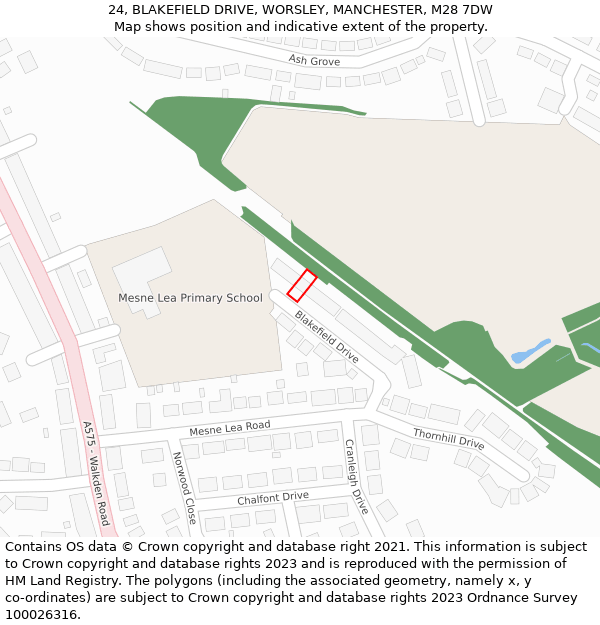 24, BLAKEFIELD DRIVE, WORSLEY, MANCHESTER, M28 7DW: Location map and indicative extent of plot