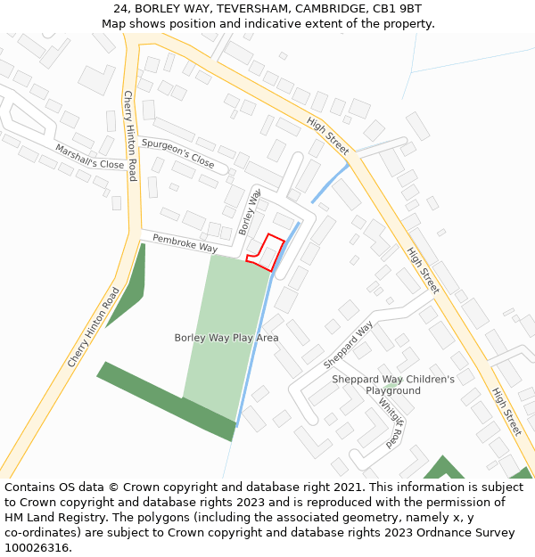 24, BORLEY WAY, TEVERSHAM, CAMBRIDGE, CB1 9BT: Location map and indicative extent of plot