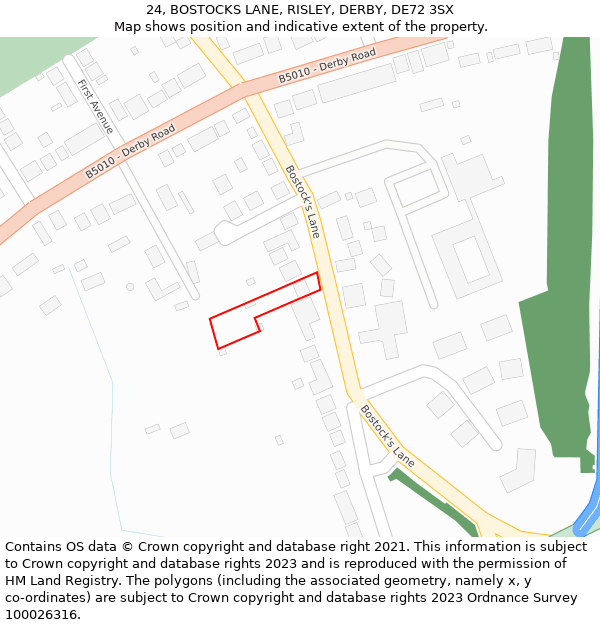 24, BOSTOCKS LANE, RISLEY, DERBY, DE72 3SX: Location map and indicative extent of plot