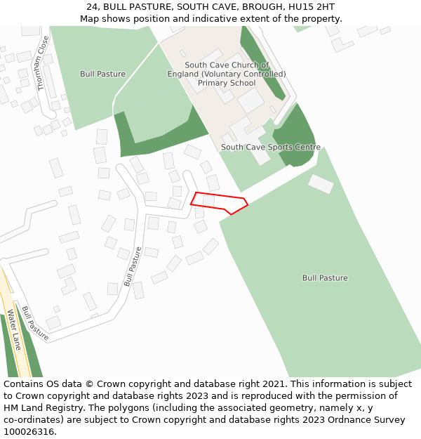 24, BULL PASTURE, SOUTH CAVE, BROUGH, HU15 2HT: Location map and indicative extent of plot