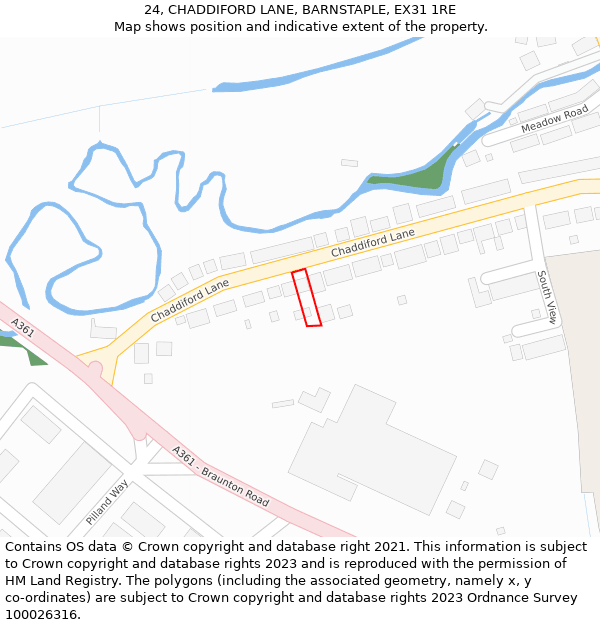 24, CHADDIFORD LANE, BARNSTAPLE, EX31 1RE: Location map and indicative extent of plot