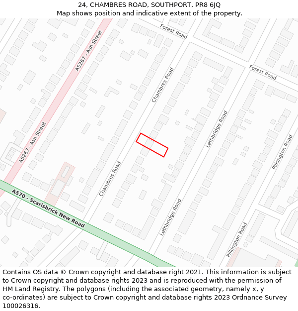 24, CHAMBRES ROAD, SOUTHPORT, PR8 6JQ: Location map and indicative extent of plot