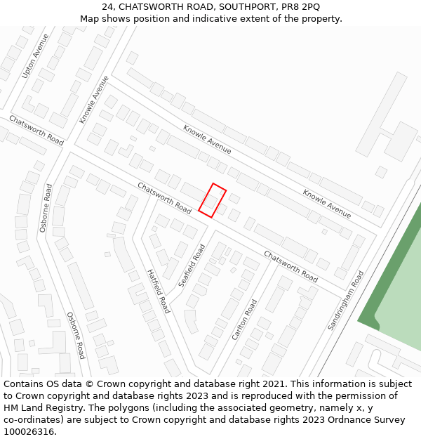 24, CHATSWORTH ROAD, SOUTHPORT, PR8 2PQ: Location map and indicative extent of plot