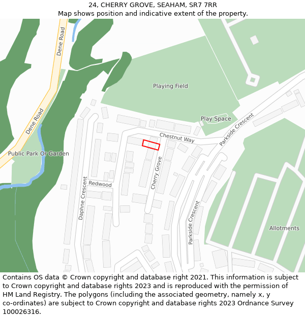 24, CHERRY GROVE, SEAHAM, SR7 7RR: Location map and indicative extent of plot