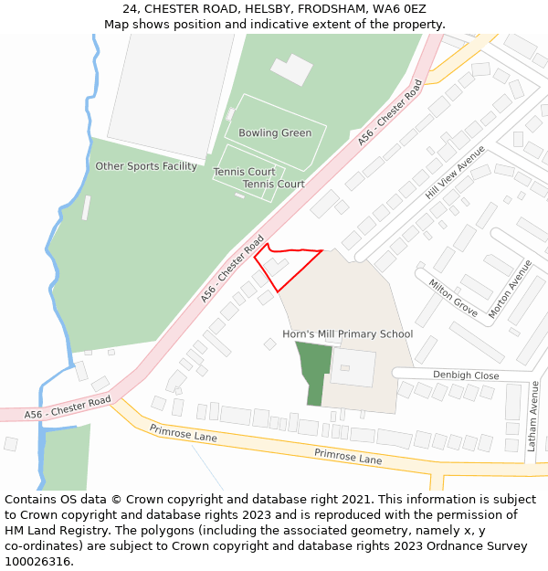 24, CHESTER ROAD, HELSBY, FRODSHAM, WA6 0EZ: Location map and indicative extent of plot
