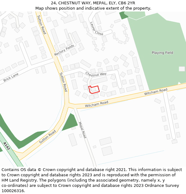 24, CHESTNUT WAY, MEPAL, ELY, CB6 2YR: Location map and indicative extent of plot