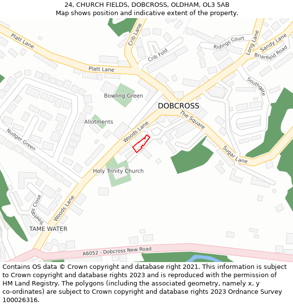 24, CHURCH FIELDS, DOBCROSS, OLDHAM, OL3 5AB: Location map and indicative extent of plot