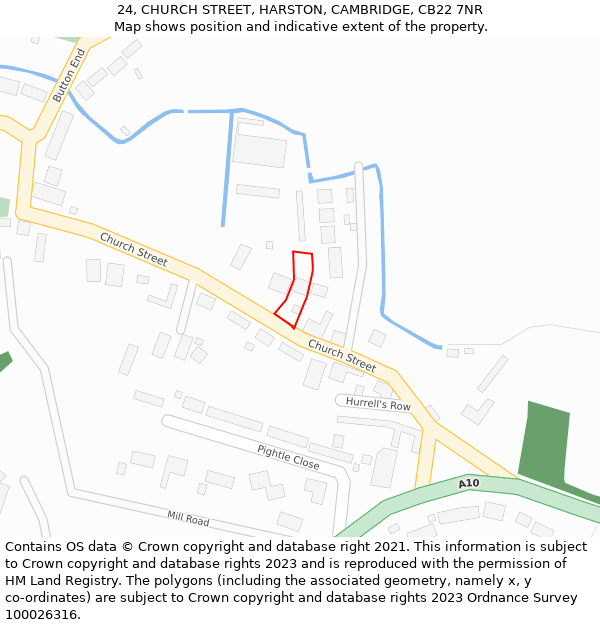 24, CHURCH STREET, HARSTON, CAMBRIDGE, CB22 7NR: Location map and indicative extent of plot
