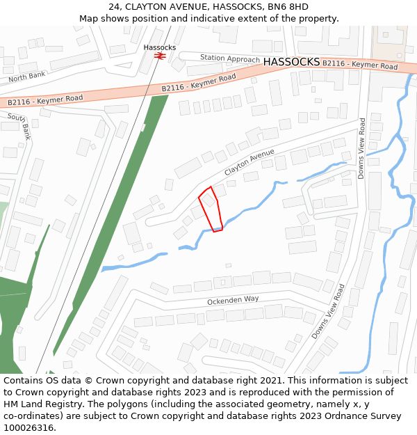 24, CLAYTON AVENUE, HASSOCKS, BN6 8HD: Location map and indicative extent of plot
