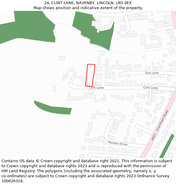 24, CLINT LANE, NAVENBY, LINCOLN, LN5 0EX: Location map and indicative extent of plot