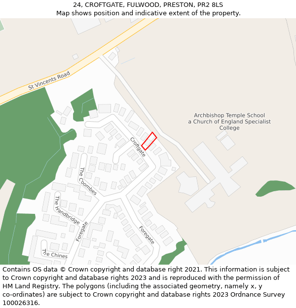 24, CROFTGATE, FULWOOD, PRESTON, PR2 8LS: Location map and indicative extent of plot