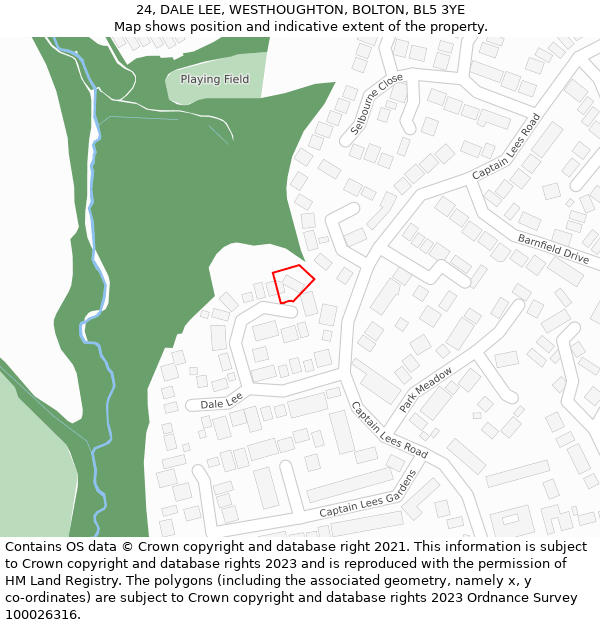 24, DALE LEE, WESTHOUGHTON, BOLTON, BL5 3YE: Location map and indicative extent of plot