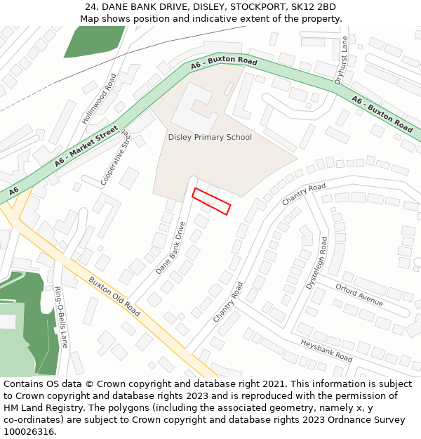 24, DANE BANK DRIVE, DISLEY, STOCKPORT, SK12 2BD: Location map and indicative extent of plot