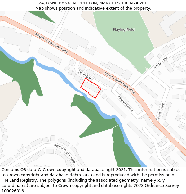 24, DANE BANK, MIDDLETON, MANCHESTER, M24 2RL: Location map and indicative extent of plot