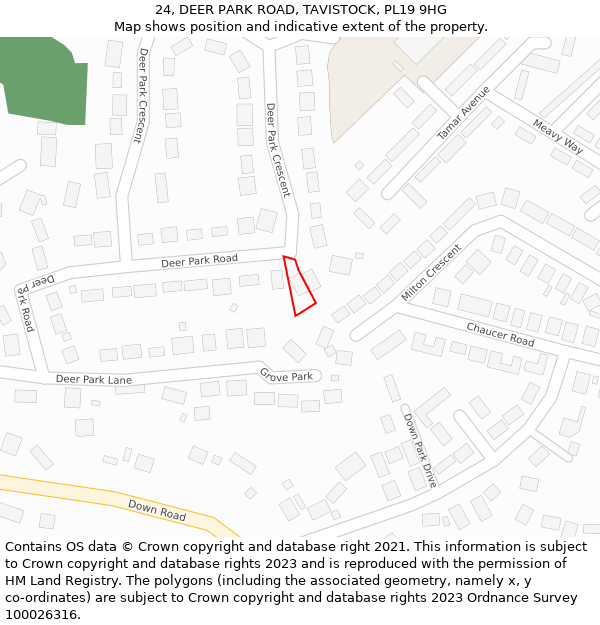 24, DEER PARK ROAD, TAVISTOCK, PL19 9HG: Location map and indicative extent of plot