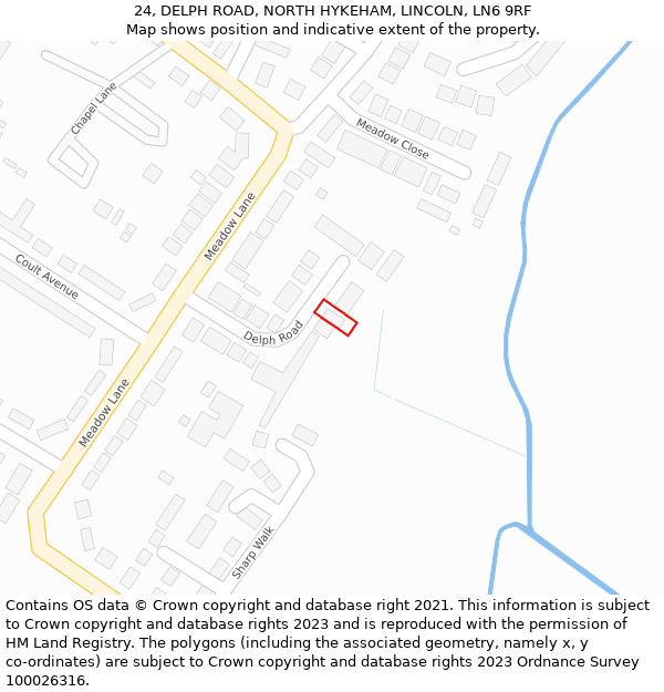 24, DELPH ROAD, NORTH HYKEHAM, LINCOLN, LN6 9RF: Location map and indicative extent of plot