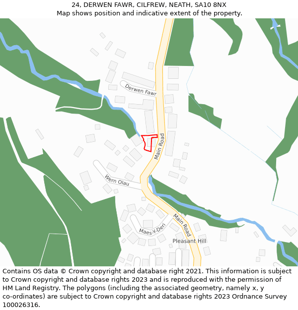 24, DERWEN FAWR, CILFREW, NEATH, SA10 8NX: Location map and indicative extent of plot