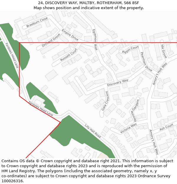 24, DISCOVERY WAY, MALTBY, ROTHERHAM, S66 8SF: Location map and indicative extent of plot