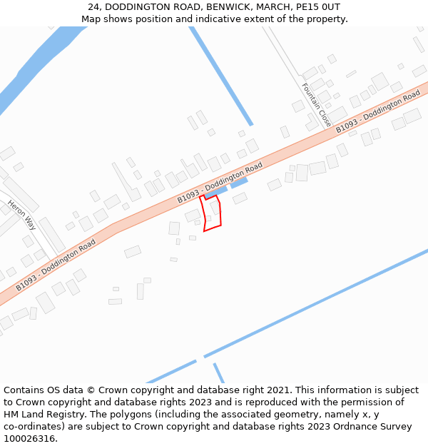 24, DODDINGTON ROAD, BENWICK, MARCH, PE15 0UT: Location map and indicative extent of plot